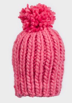 Minoti Girls Chunky Knit Pom Pom Beanie Hat - 4 pack
