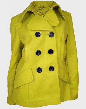 Wholesale Women's Daniel Hechter Pea Coat in Lime | 9 pack