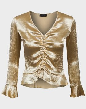 Ex UK Chainstore Ladies Ruched Front Satin Top - 9 pack