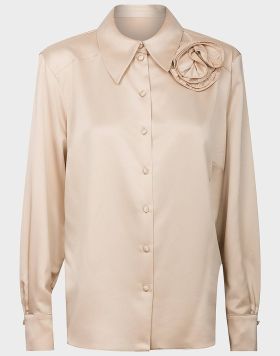 Wholesale Women's Rose Satin Shirt in Champagne - 10 pack