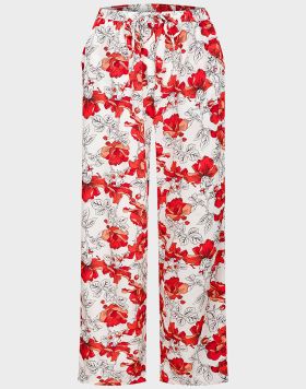 Wholesale Women's Ms Genius Floral Trousers in White | 12 pack