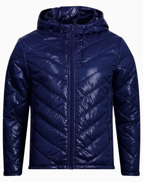 Unisex Quilted Design Wet Look Hooded Jacket - 6 pack