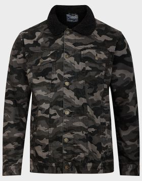 Wholesale Men's Camouflage Sherpa Jacket in Grey | 6 pack