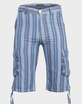 Morgan Mens Stripe Print Cargo Style Shorts - 10 pack