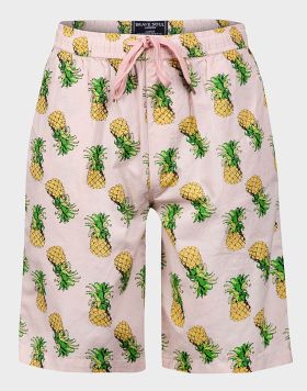 Brave Soul Mens Pineapple Print Shorts in Pink - 6 pack