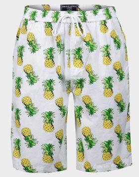 Brave Soul Mens Pineapple Print Shorts in White - 6 pack