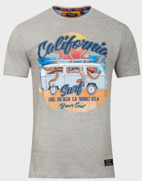 Wholesale Men's Brave Soul California T-Shirt in Grey | 8 pack