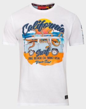 Wholesale Men's Brave Soul California T-Shirt in White | 8 pack