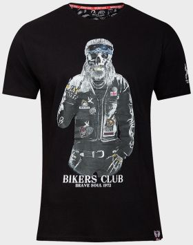 Wholesale Men's Brave Soul Bikers Club T-Shirt in Black | 8 pack