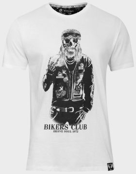 Wholesale Men's Brave Soul Bikers Club T-Shirt in White | 8 pack